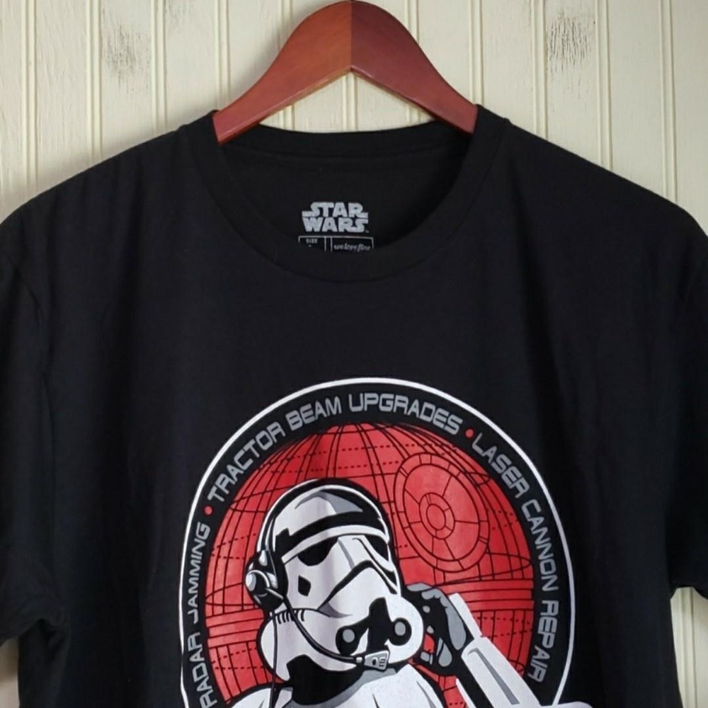 Star Wars Death Star Tech Support Shirt Mens Large Black Stormtrooper Tee